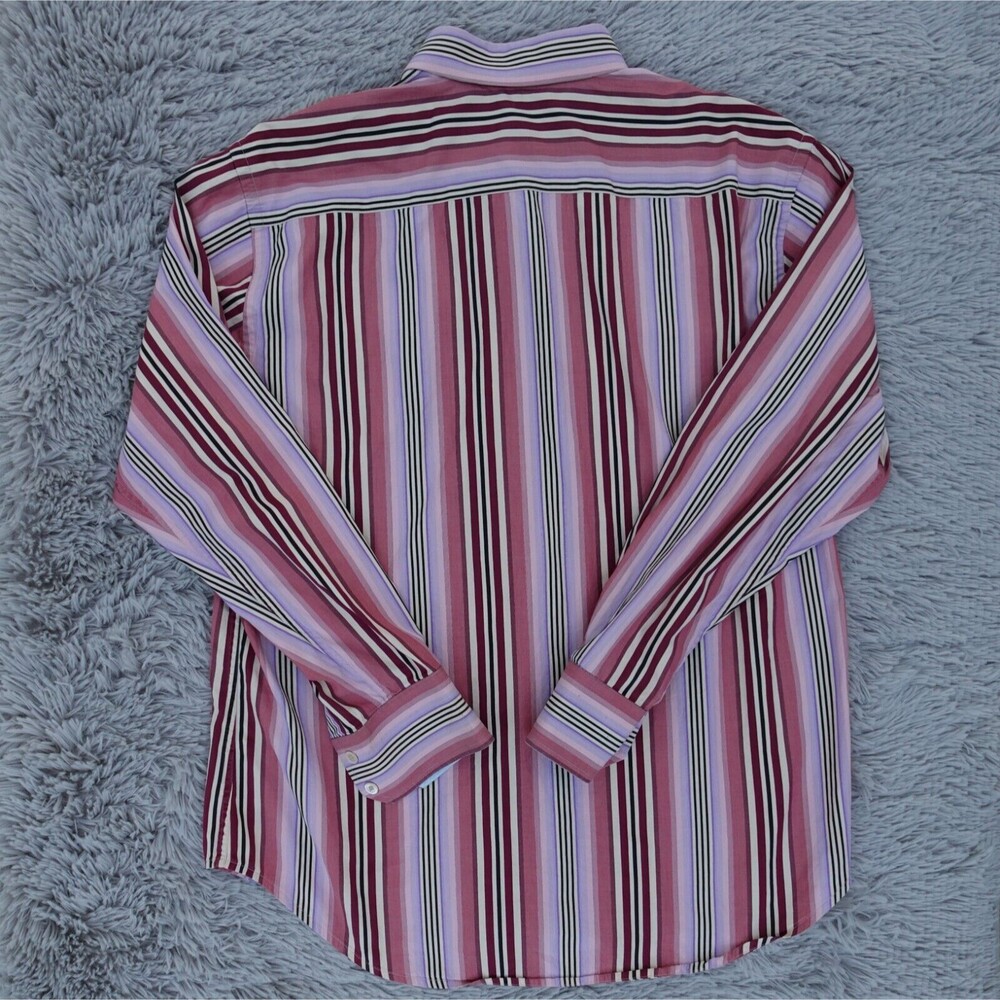 Robert Graham Shirt Men's XL Multicolor Striped Button Up Floral Flip Cuff - Picture 8 of 14